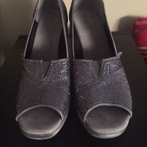 Toms platform wedge silver